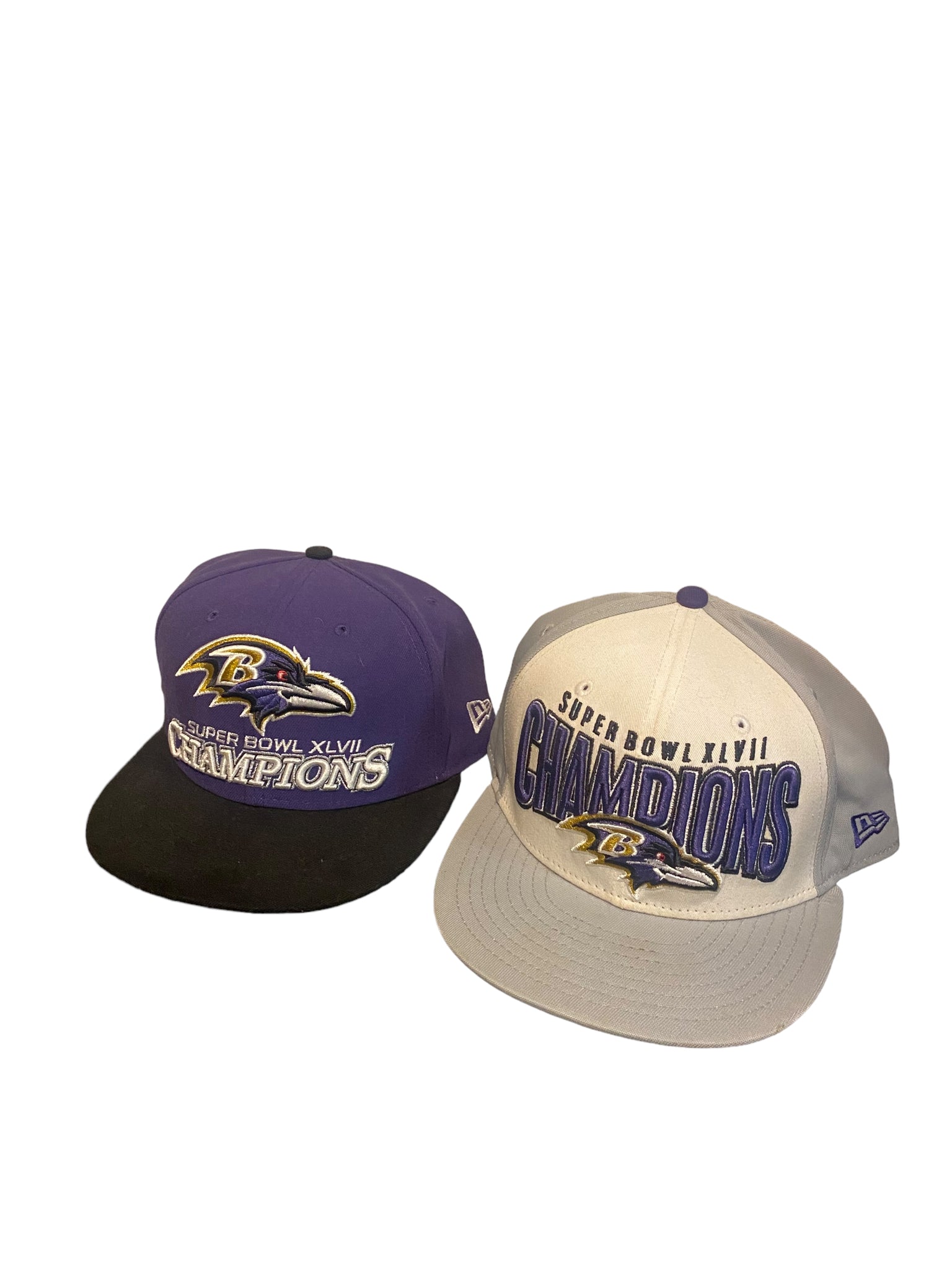 New Era Super Bowl Xlvii Baltimore Ravens Lot Of 2 Fitted Hat Size 7 7/8