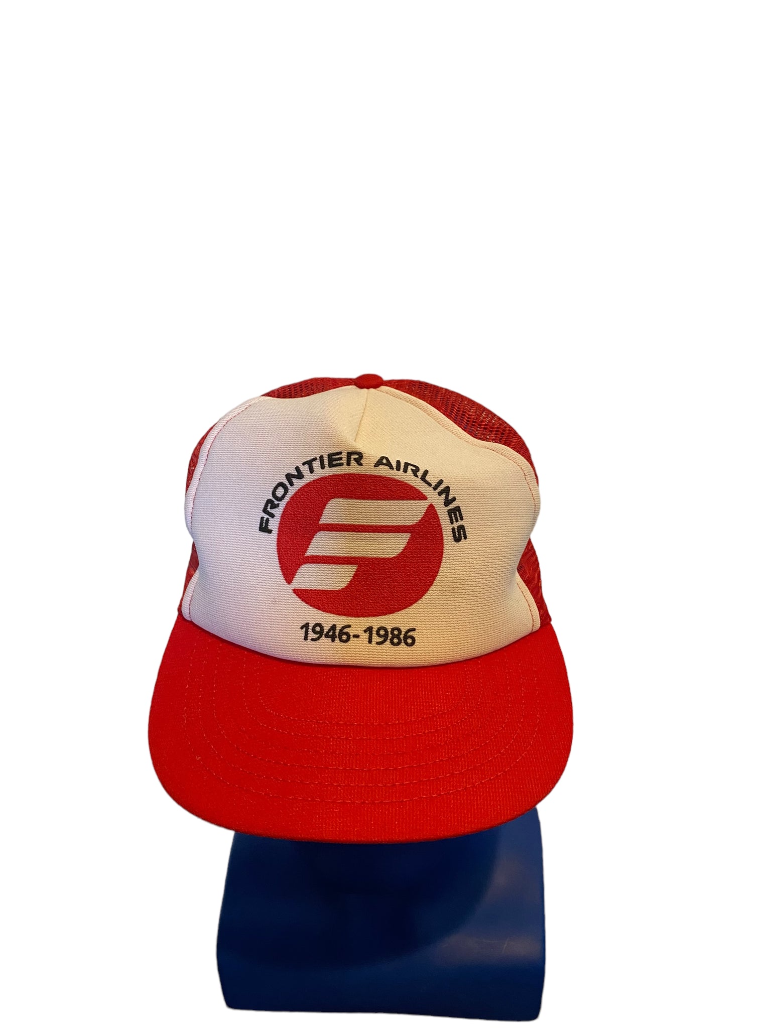 vintage frontier airlines 1946-1986 trucker hat red and white snapback
