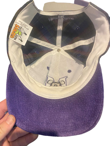 Vintage 90s Disney Mickey Mouse Plaid Purple Multi Color Snapback Hat Cap (read)