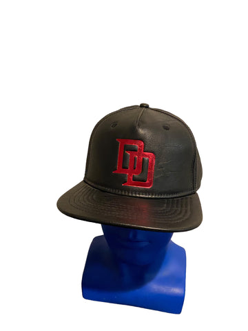 Marvel DareDevil Raised Logo Faux Leather Black Snapback Hat Cap