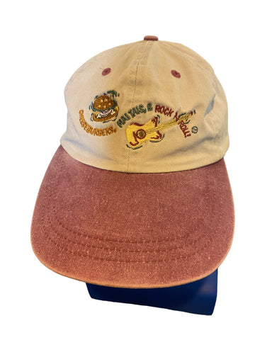 Vintage Cheeseburgers Mai Tais, & Rock N Roll Embroidered Script And Logo hat