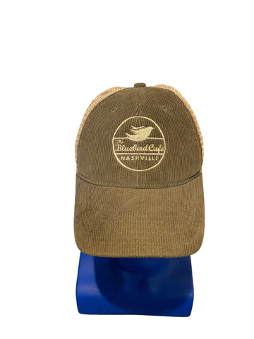 bluebird cafe nashville embroidered logo corduroy trucker hat snapback nwt