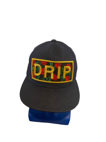 top level drip gold script with roses embroidered patch snapback hat