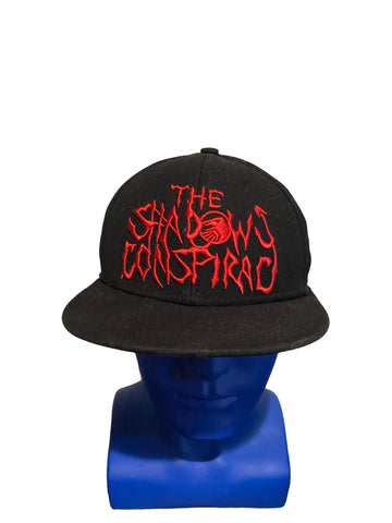 the shadow conspiracy Embroidered Red Script Black fitted hat size 7 1/4