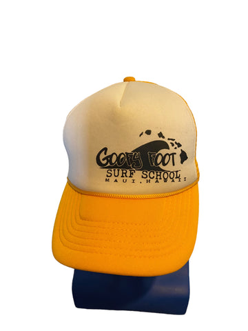Vintage Hawaii Surf School Snapback Hat Trucker Adult Yellow Goofy Foot clean