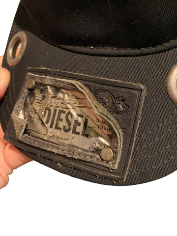 vintage rare diesel Jeans hat leather patch adjustable strap