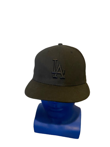 New Era Size 7 1/4 LA Los Angeles Dodgers 59Fifty Fitted Hat Black MLB Cap