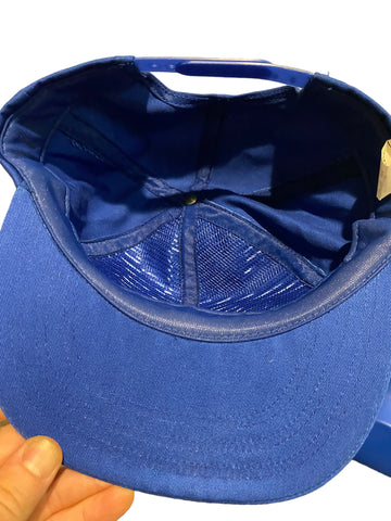 Vintage Cotton Logo And Script Patch Blue Hat Snapback Made In The USA