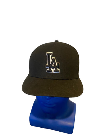 New Era Size 7 1/4 LA Los Angeles Dodgers 59Fifty Fitted Hat Black MLB Cap