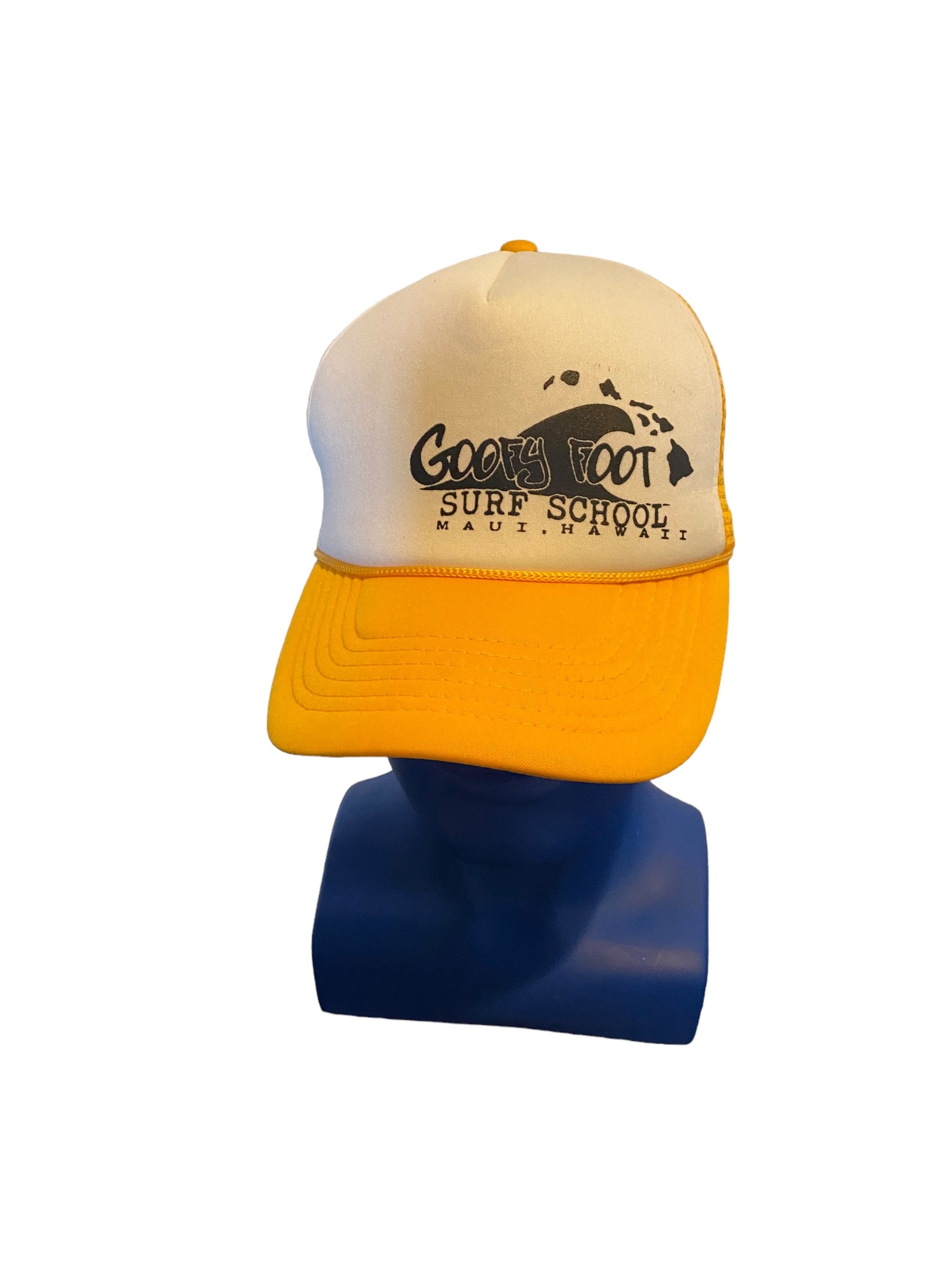 Vintage Hawaii Surf School Snapback Hat Trucker Adult Yellow Goofy Foot clean