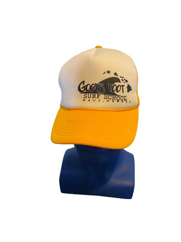 Vintage Hawaii Surf School Snapback Hat Trucker Adult Yellow Goofy Foot clean