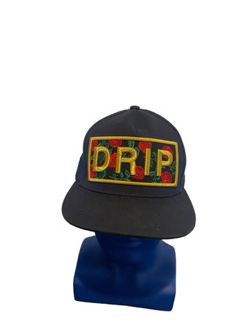 top level drip gold script with roses embroidered patch snapback hat