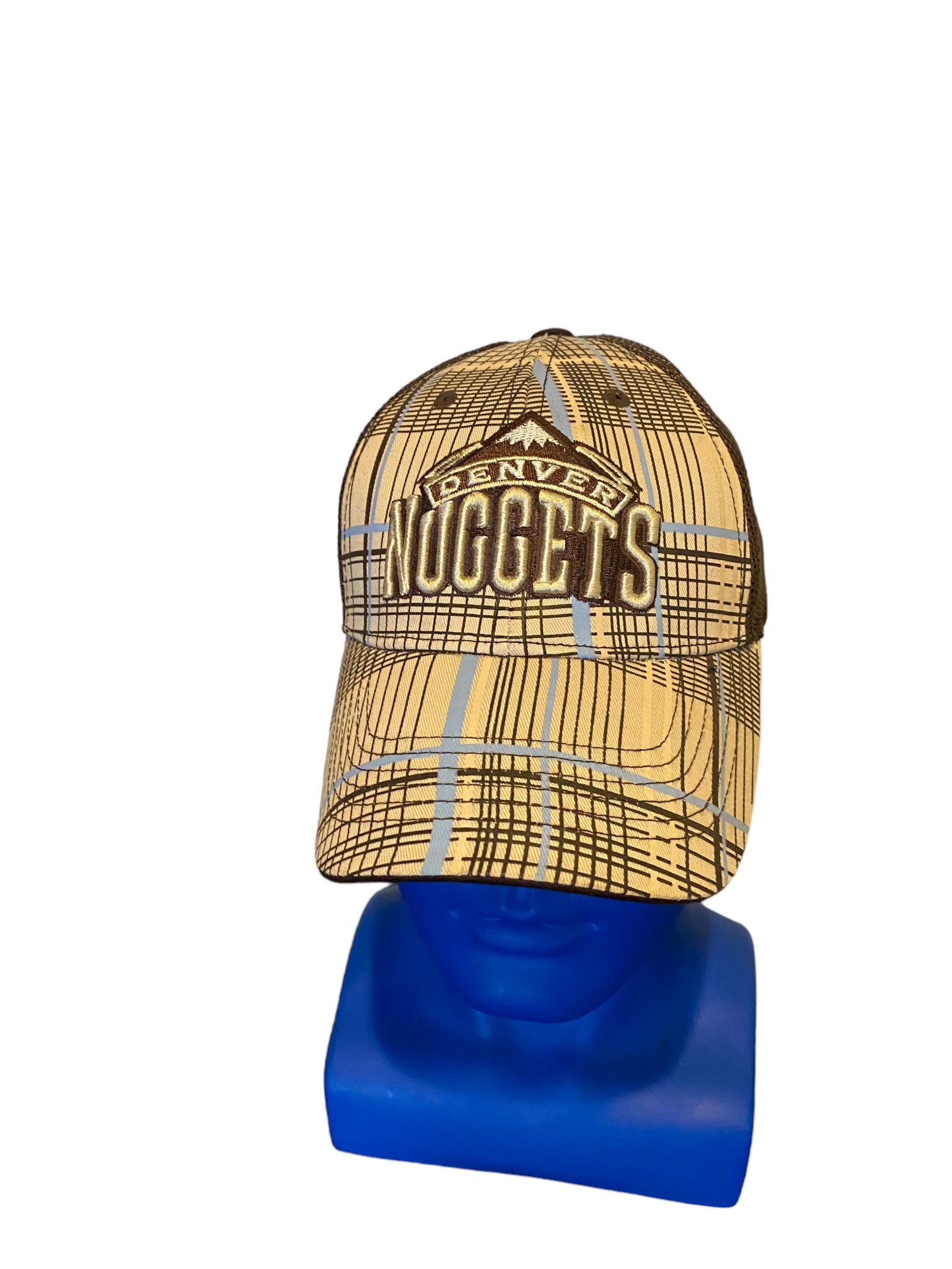 top of the world denver nuggets embroidered script plaid trucker hat snapback