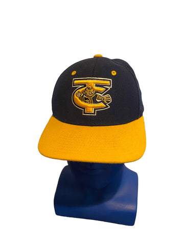 ZEPHYR Traverse City Beach Bums Hat adjustable strap drak blue with yellow brim