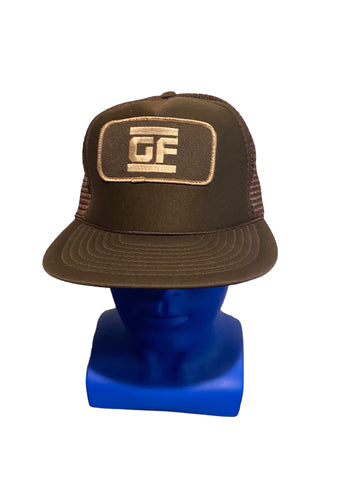 vintage gf patch rope brown trucker hat snapback mesh