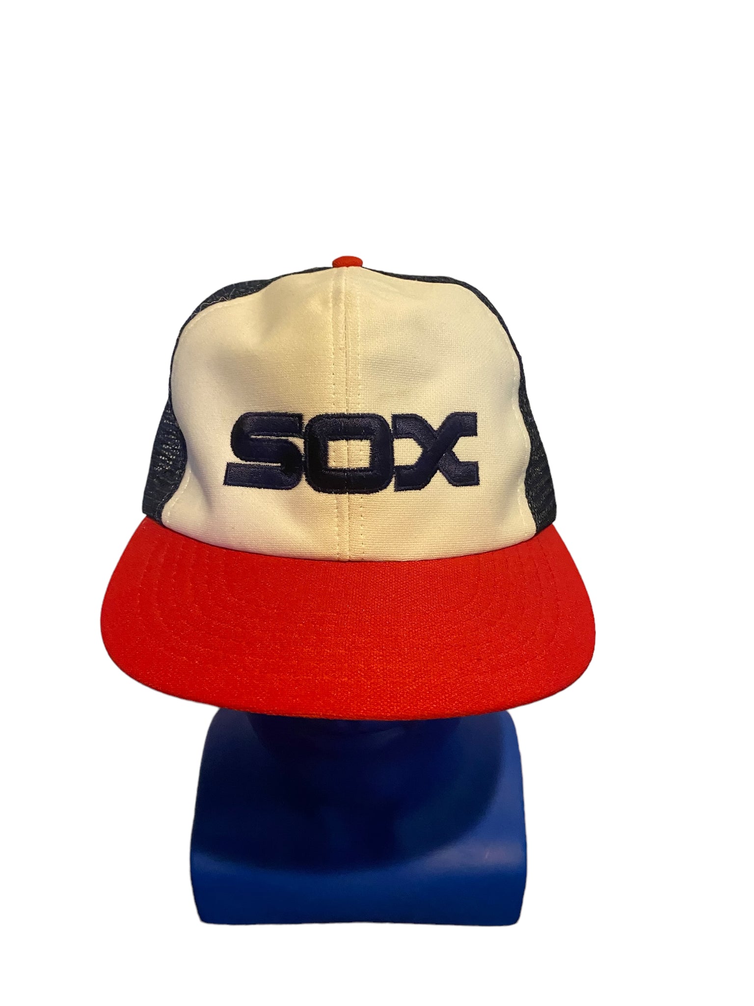 Vtg Chicago White Sox Baseball Hat Cap Red White Blue SnapBack Block Letters