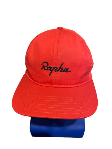 rapha Embroidered Script trail 6 panel cap red snapback