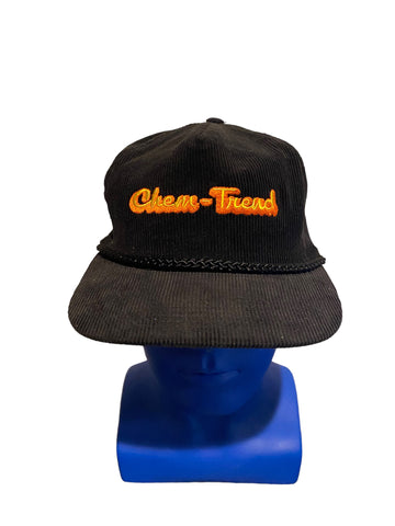 ‏vintage chem-trend script rope black corduroy snapback hat