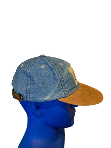 vintage kennedy space center florida usa patch denim hat with leather strap