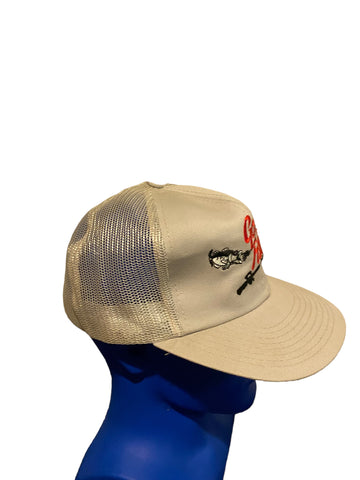 Vintage Gone Fishin’ Gray Mesh Snapback Trucker Cap Hat Made In Korea