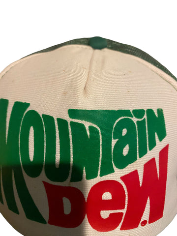 vintage mountain dew snapback trucker hat green and white yr Brand made in Korea