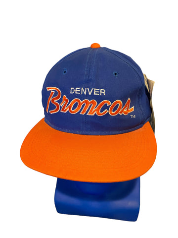 Vintage new with tags sports specialties script denver broncos w logo on side snapback hat