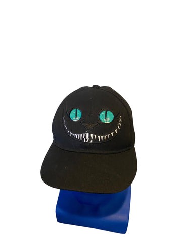 disney alice in wonderland cheshire cat face w quote on back hat snapback black