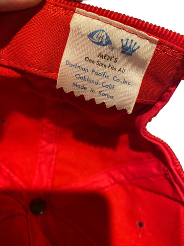 Vintage Old Milwaukee Beer North Dakota Opener Red Corduroy Adjustable Hat Clean