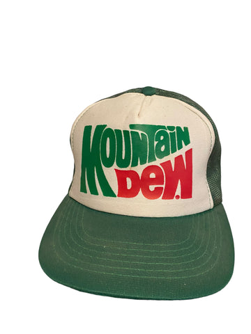 vintage mountain dew snapback trucker hat green and white yr Brand made in Korea