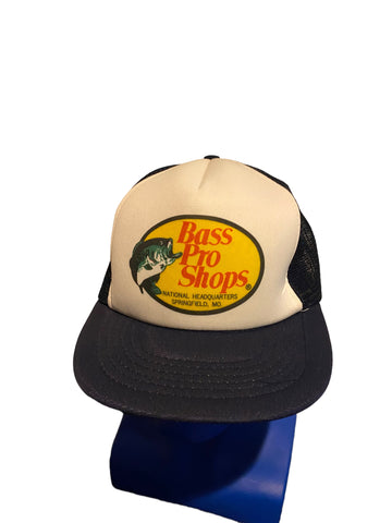 vintage Bass Pro Shops Snap Back Trucker Hat Cap Blue White Mesh One Size