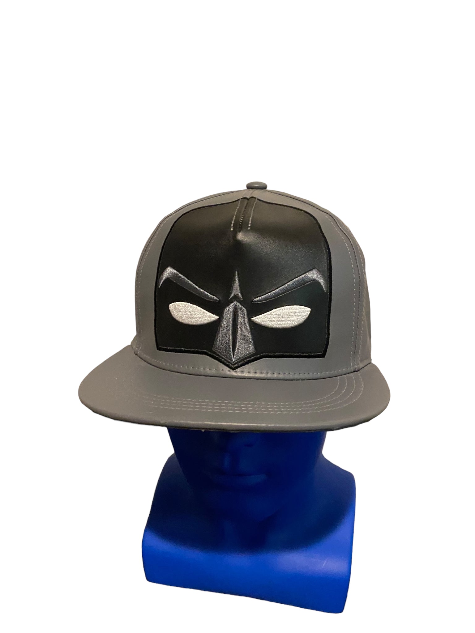 dc comics batman face mask embroidered gray leather like material snapback Hat