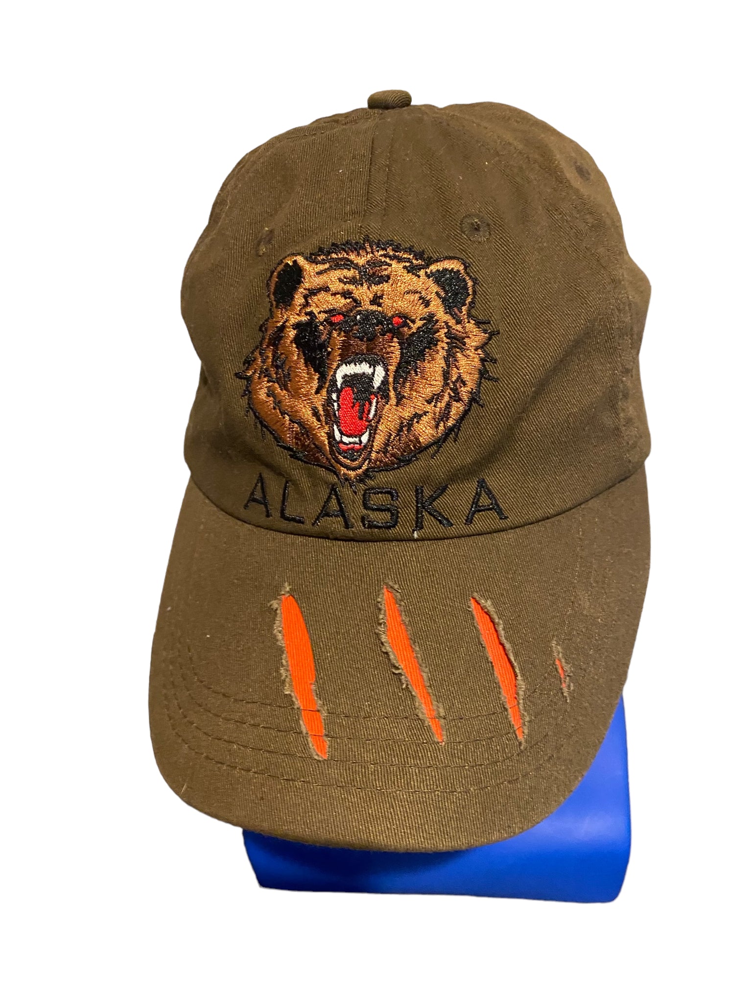 alaska Grizzly bear arctic circle hat  w claw marks adjustable strap