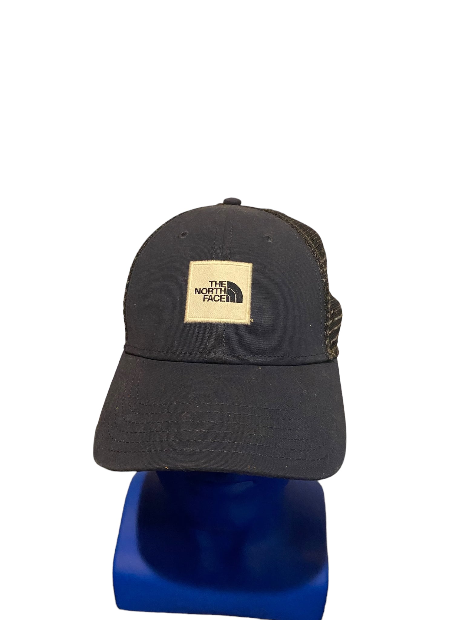 The North Face Box Logo Trucker Hat with Graphic Patch Snapback Dark Blue