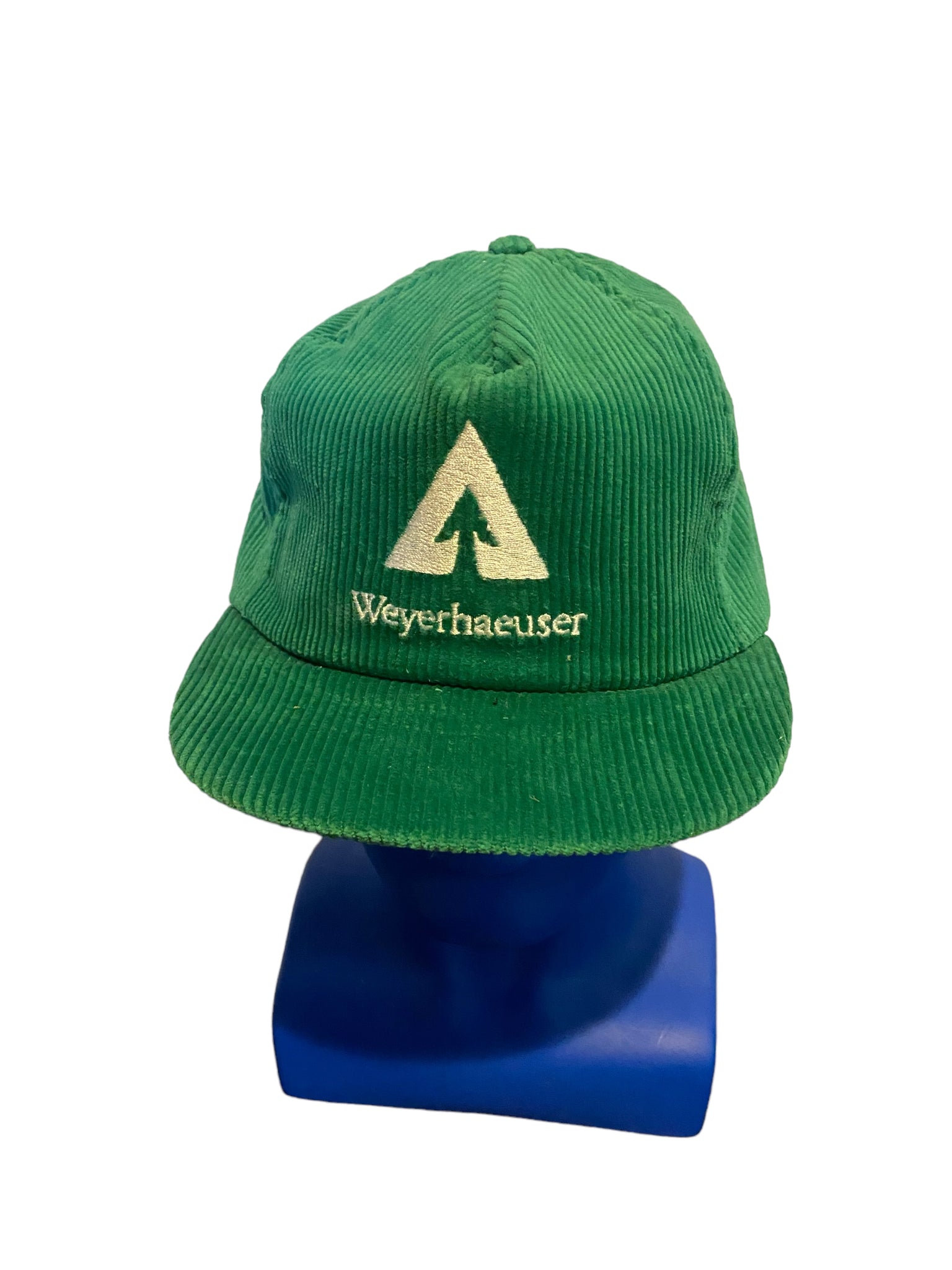 vintage weyerhaeuser corduroy green snapback hat