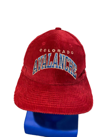 Vintage Russell athletic NHL colorado avalanche script red corduroy hat snapback