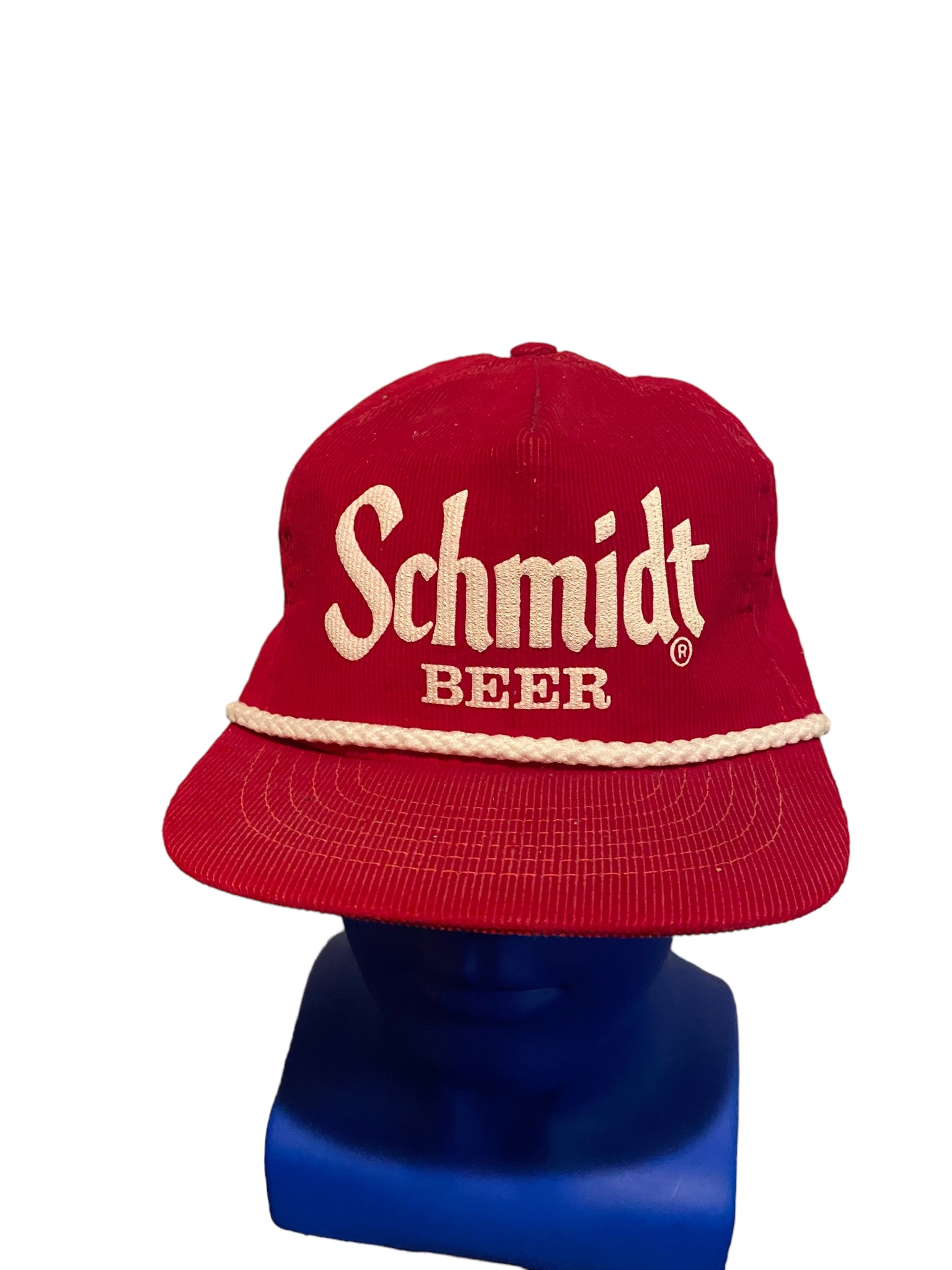 Rare vintage Schmidt beer rope corduroy hat snapback Very Clean  Made In USA